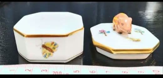 ヘレンド 干支 猪 亥 ウリボウ 瓜坊 ボンボ二エール 小物入れ 1点 八角