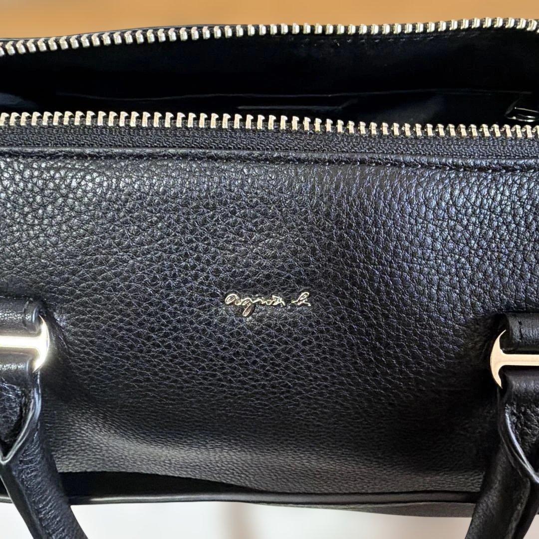 agasa h ブラックレザーショルダーバッグ