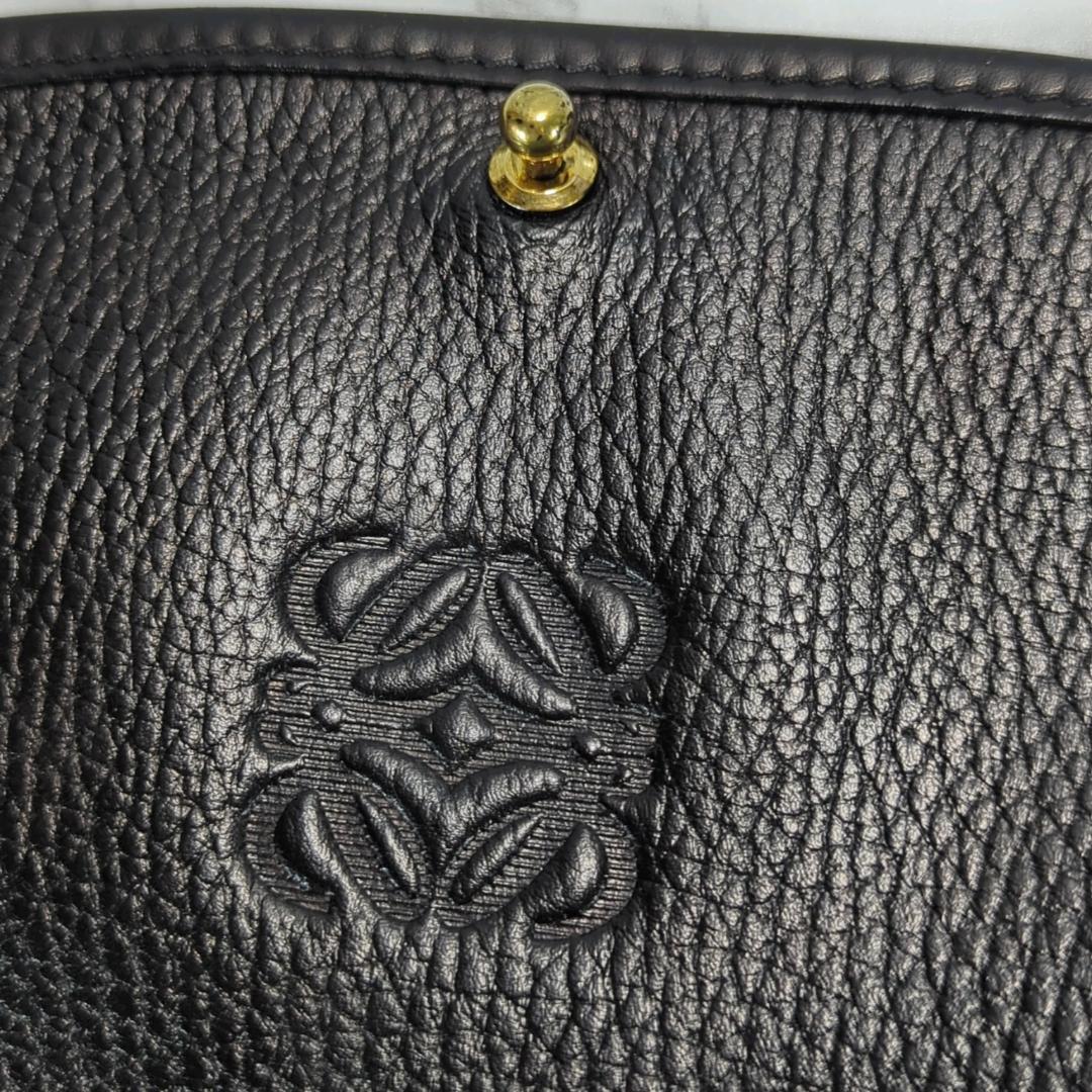 [美品] LOEWE ロエベ アナグラム レザー ブラック ショルダーバッグ