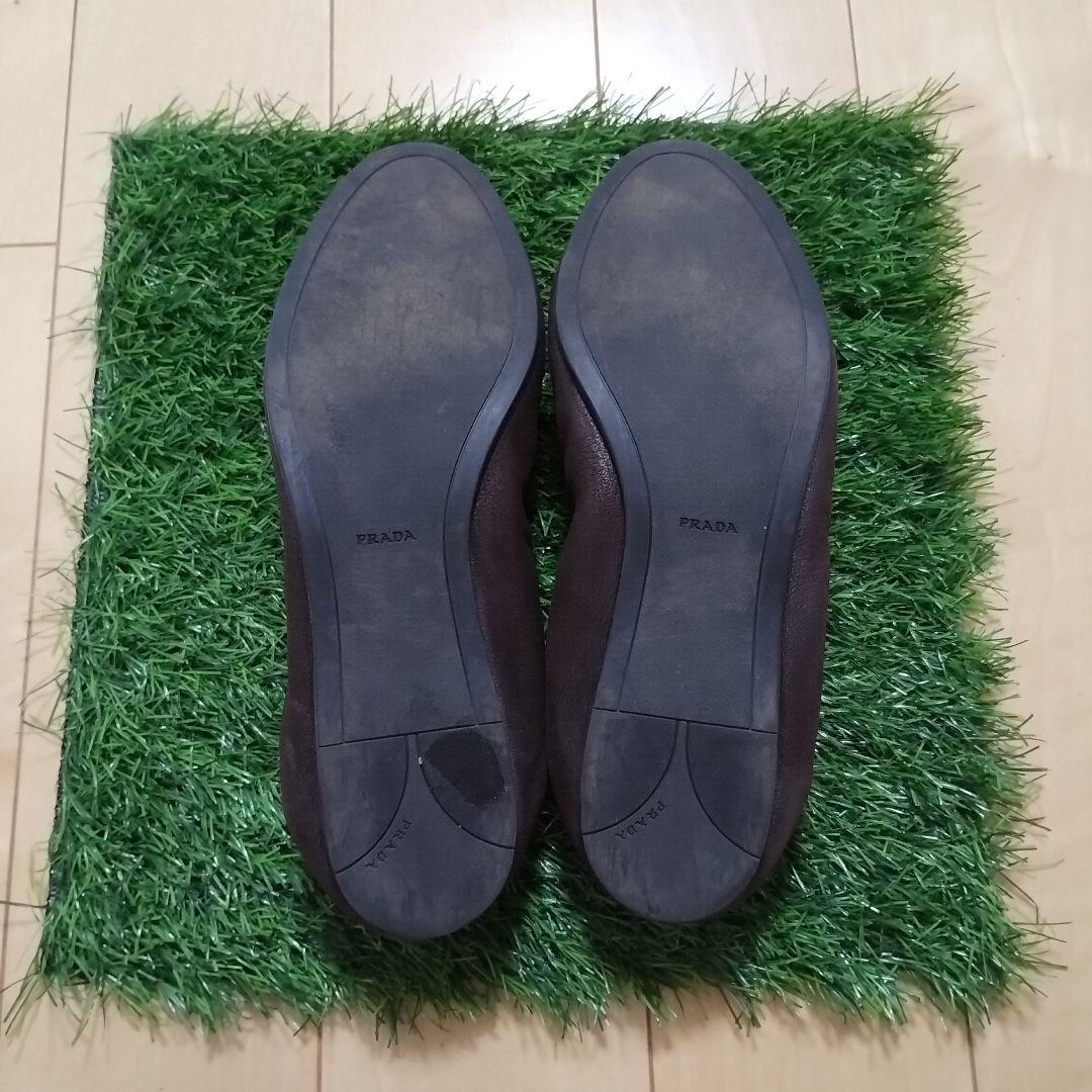 【PRADA】プラダ ブラウン フラットシューズ/バレエシューズ