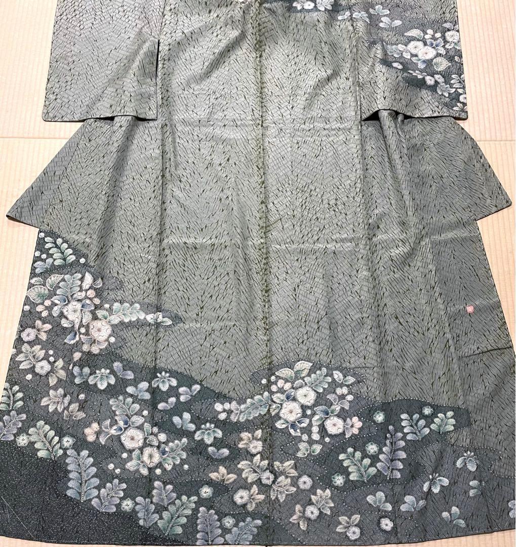 作家物 総絞り 辻が花 大島紬 訪問着 紋なし ガード加工