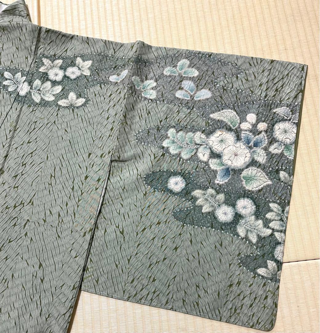 作家物 総絞り 辻が花 大島紬 訪問着 紋なし ガード加工