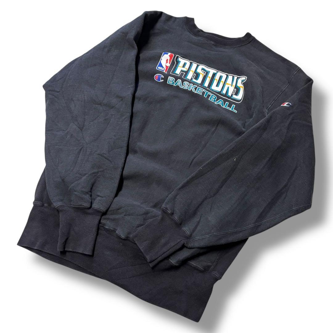【Champion】90s 刺繍タグ NBA ピストンズ リバースウィーブ XL