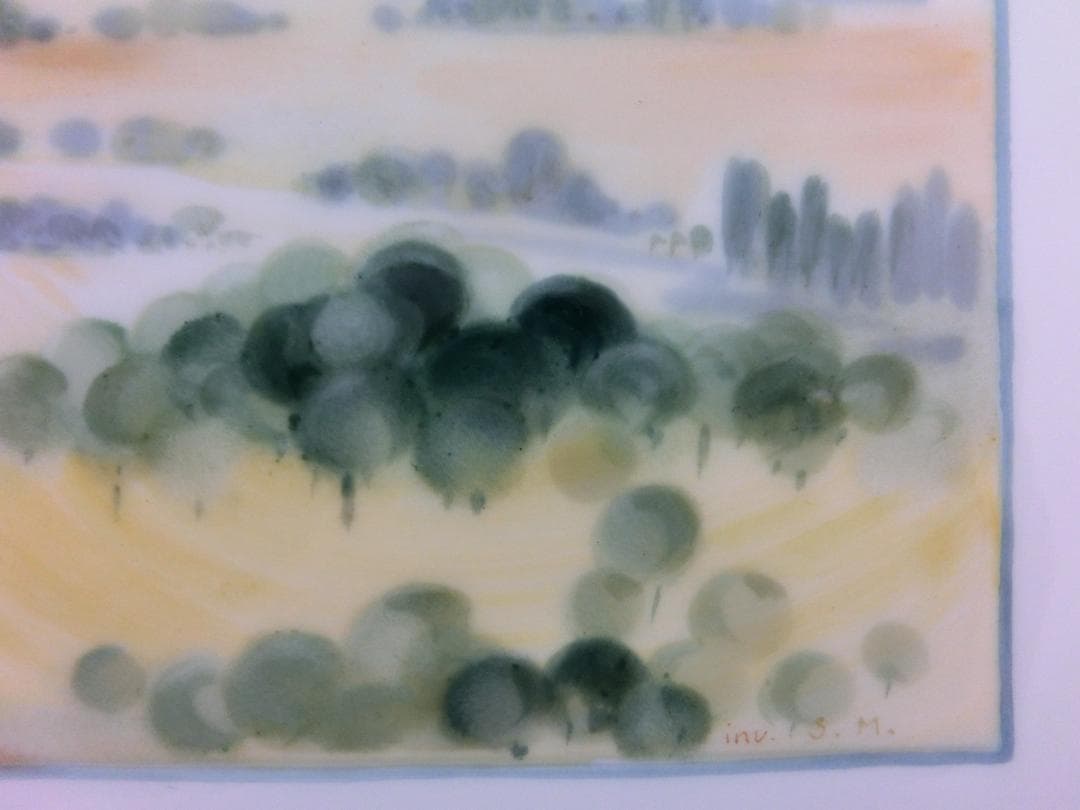 【マイセン】ドイツ丘陵風景・陶板画（値下げ再出品）