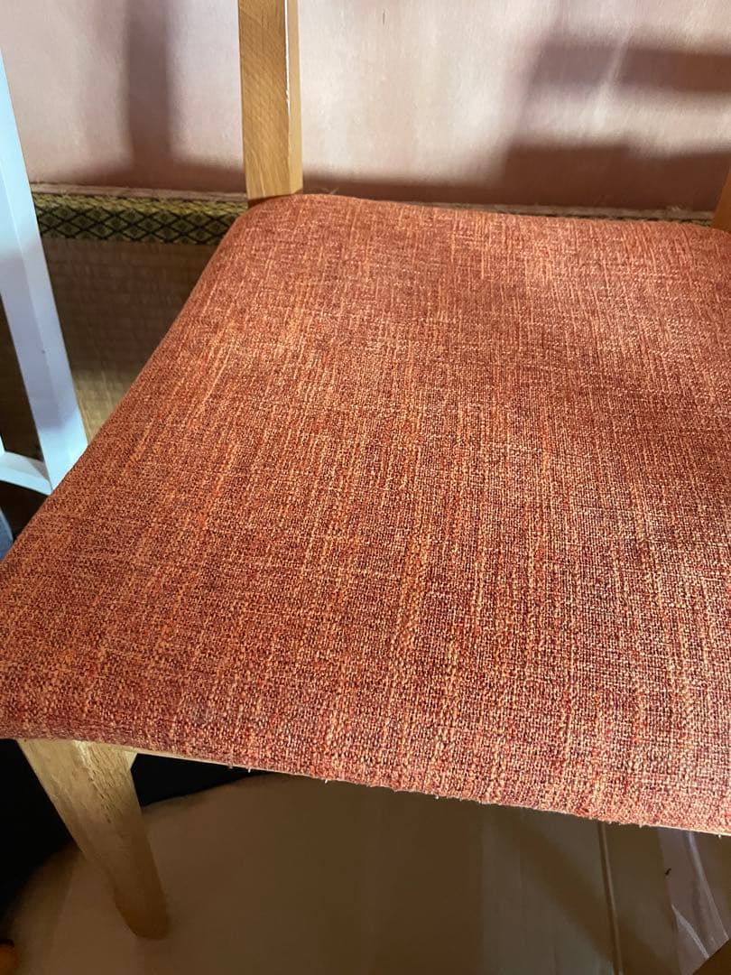 NOCE 木製フレーム オレンジ布張り ダイニングチェア2脚セット