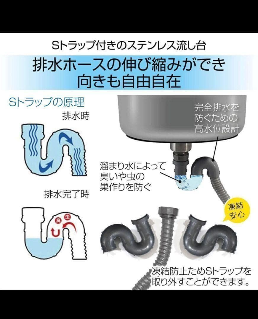 人気　ステンレス簡易流し台 ガーデンシンク 屋外 A55 757