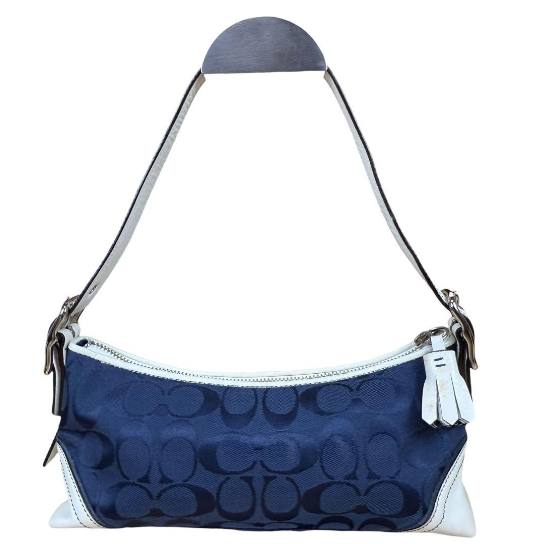 バッグ Coach Baguette Hampton Demi Bag Navy