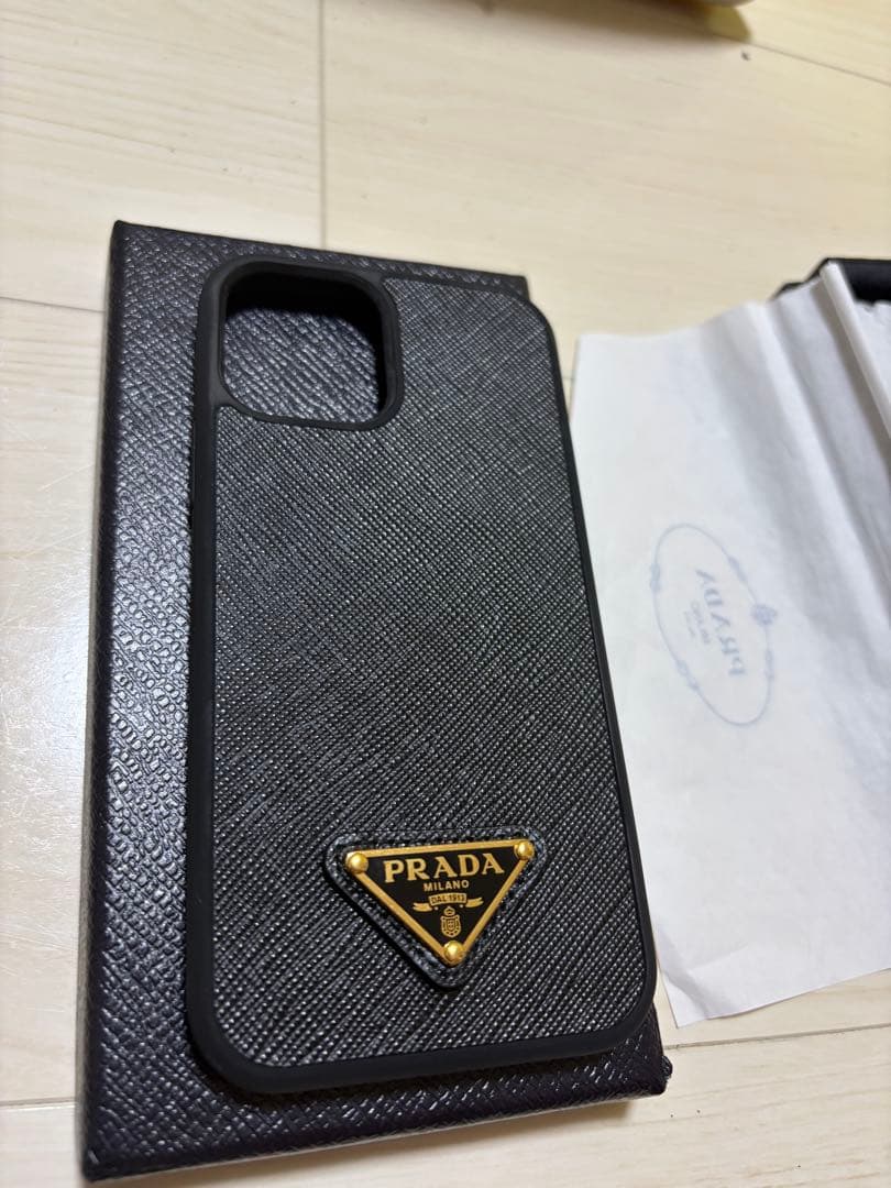 n*９様 PRADA ブラックレザー iPhone用ケース