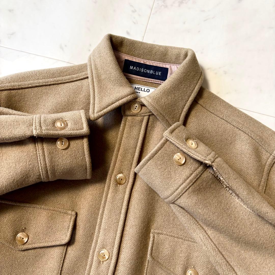 美品 マディソンブルー 厚手 CPO ウールシャル アウター B刺繍 シルク 2