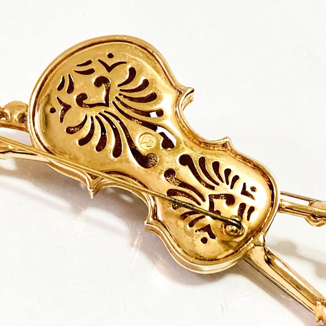 SWAROVSKI バイオリン ラインストーン 楽器 ブローチ F252068