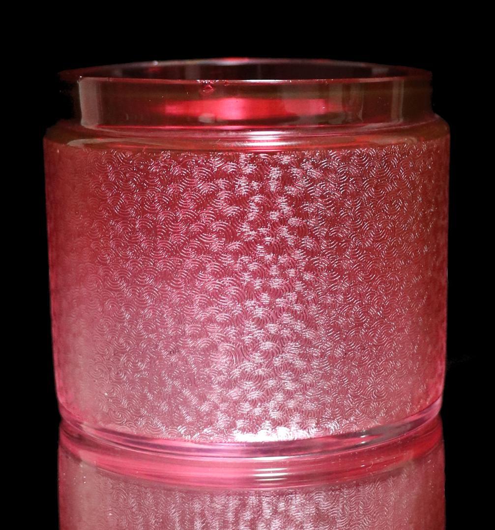 オールド・バカラ 最高級珍品 希少色 青海波模様 金彩 赤色被せ 蓋物 春海好み