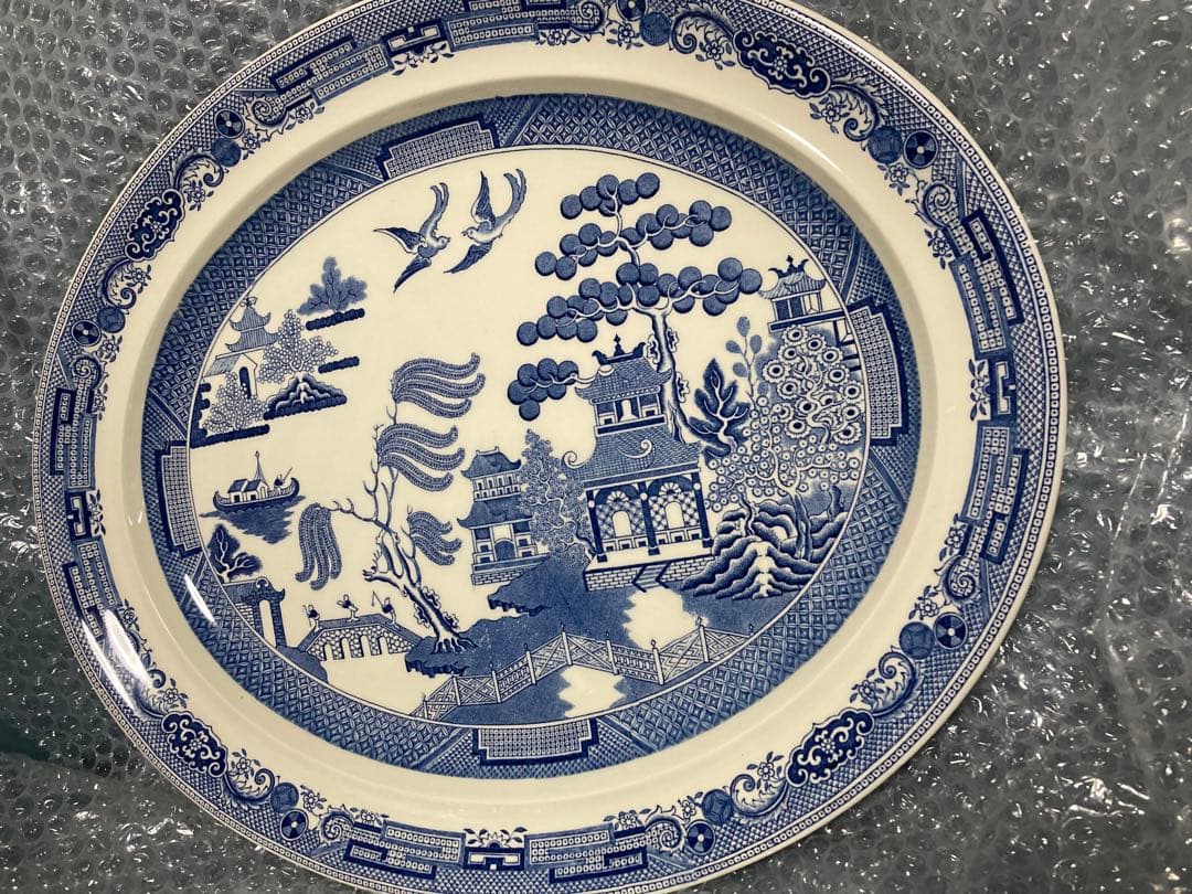  blue willow希少大オーバル皿