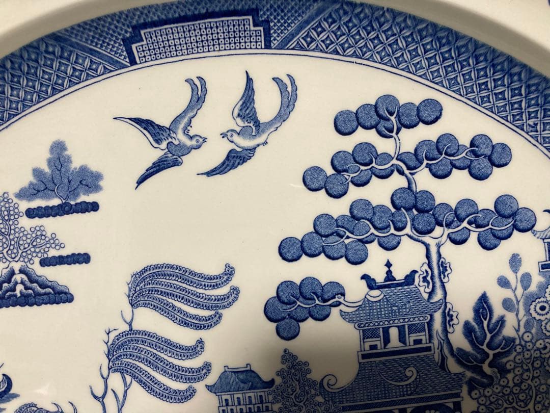  blue willow希少大オーバル皿