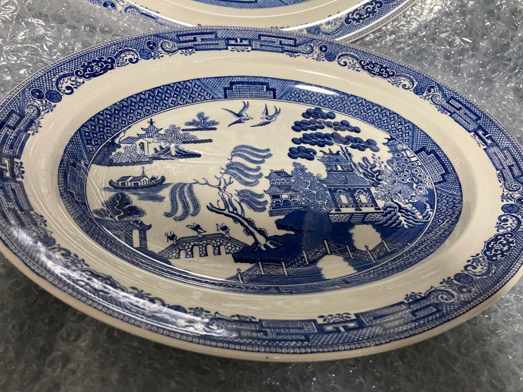  blue willow希少大オーバル皿