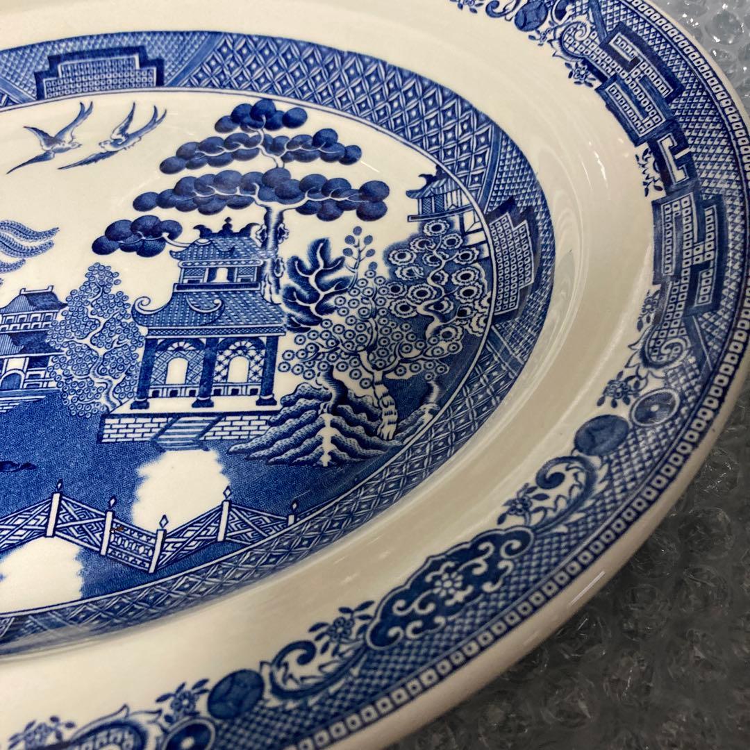  blue willow希少大オーバル皿