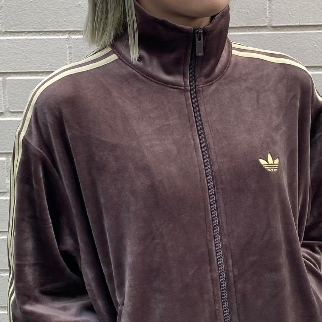 新品XS⭐️adidas ファイヤーバード ベロア トラックトップ ダークブラウン