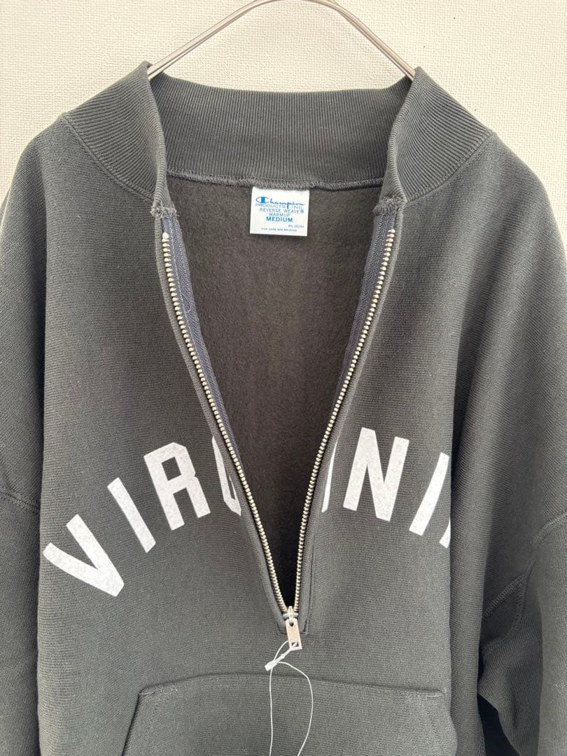 新品　フレームワーク　チャンピオン　別注　ロゴハーフジップ　グレー　F