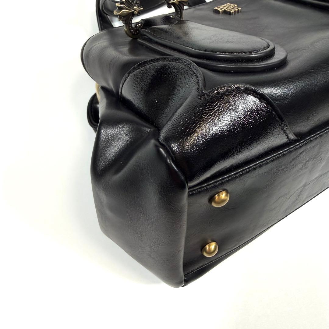 【未使用に近い】アナスイ　ハンドバッグ 2way がま口　ディディオン　黒