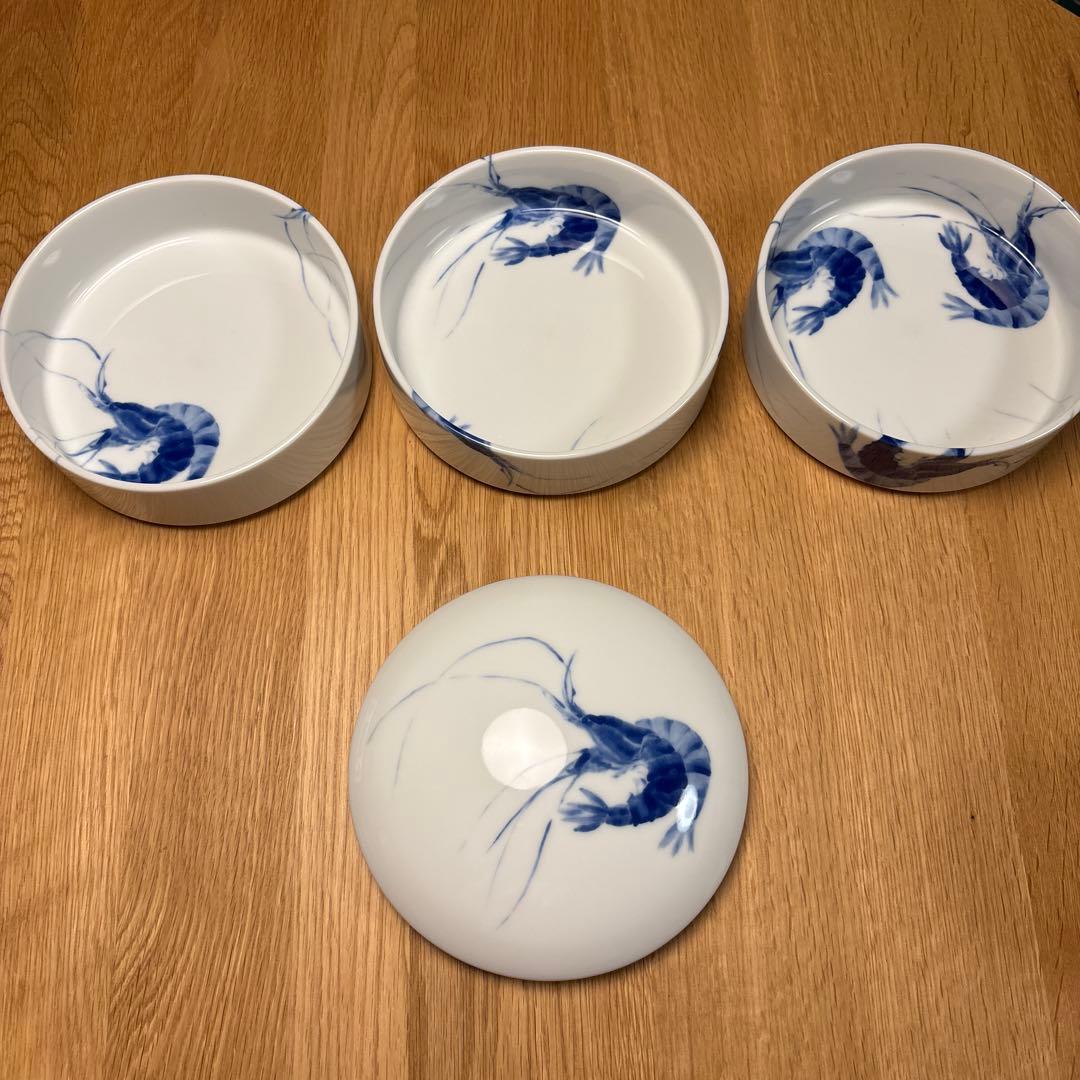 横濱元町　増田窯　海老づくし銘々重　横浜染付　お重