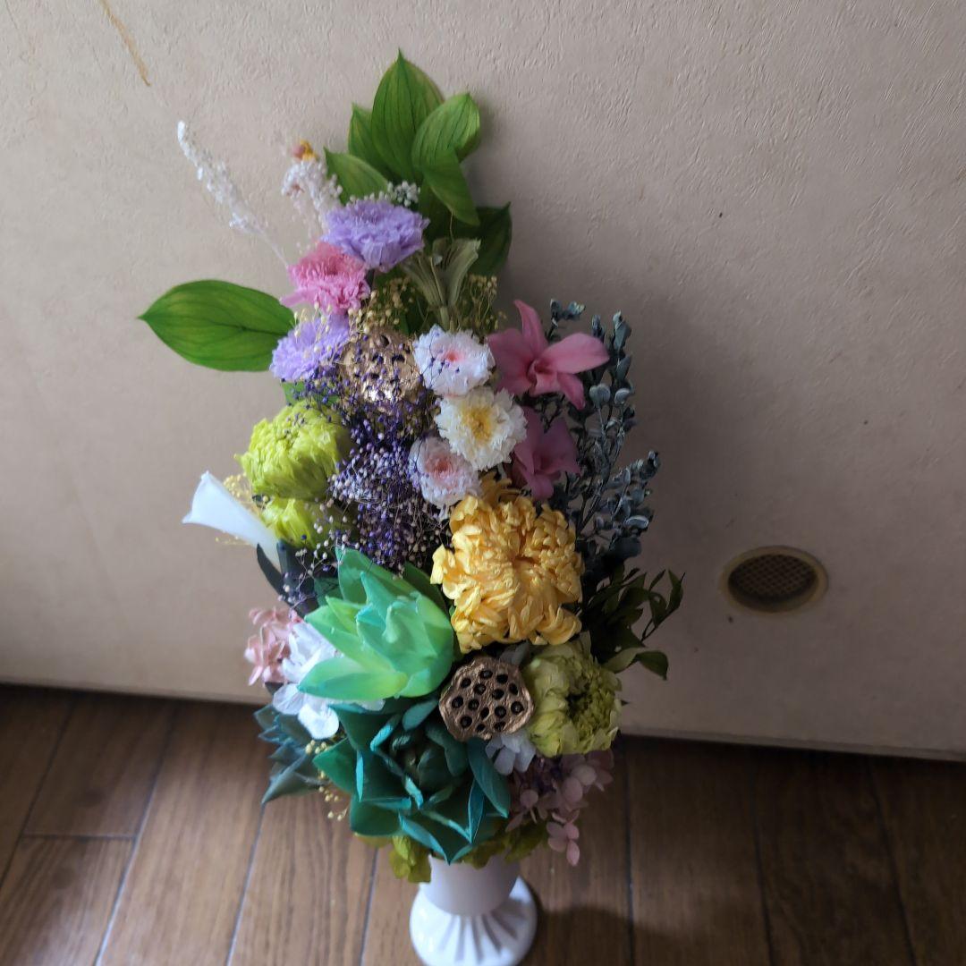 特選仏花　特大　花瓶付き　蓮の花　(清らかな心)　造花無し　プリザーブドフラワー