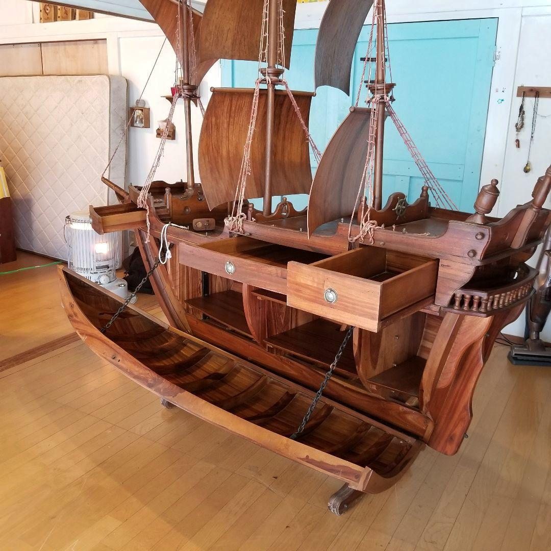 アンティークワインラック　船　ヴィンテージ　スペイン製　チーク材