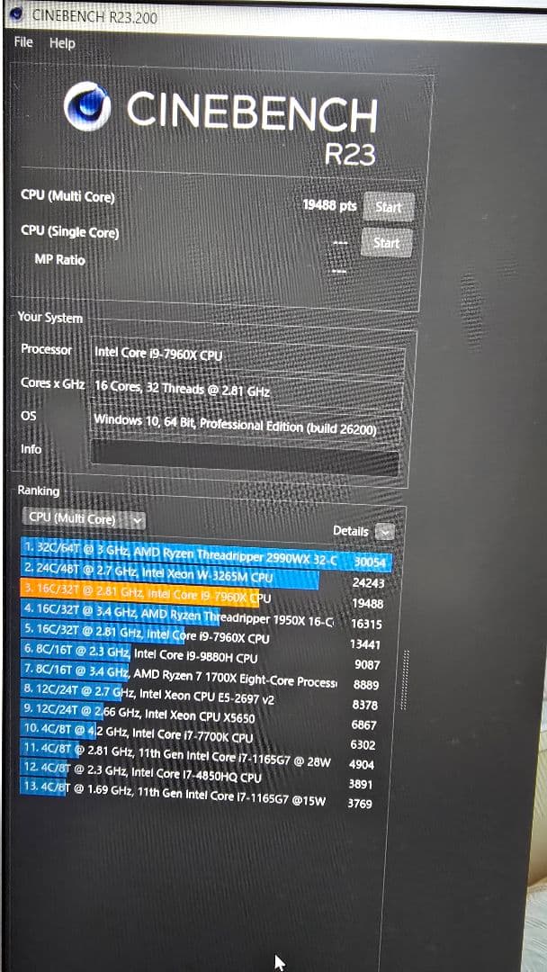 Intel Core i9-7960X 2.80GHz CPU 動作品