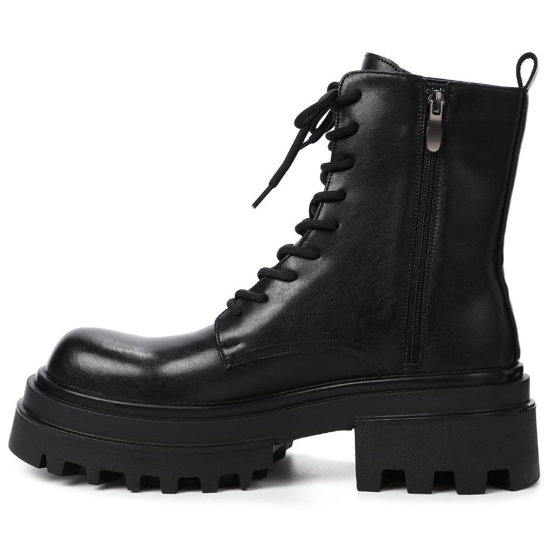 26cm/最大10cm身長UPメンズシークレットブーツ厚底靴スタイルアップジップ