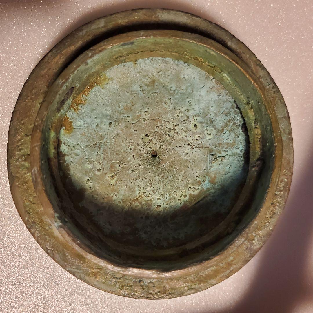 中国古玩　古銅製　双龍頭　香炉　希少品