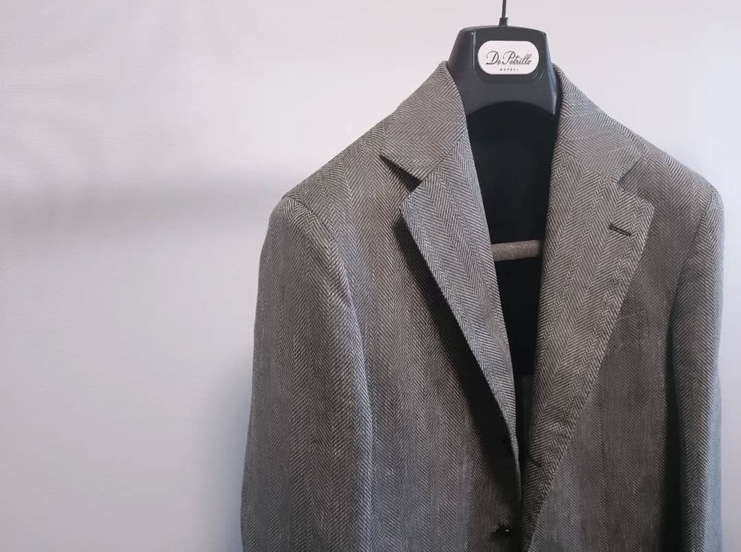 De Petrillo 44 グレー ヘリンボーン ジャケット