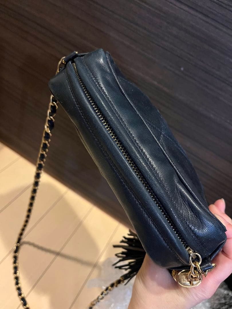 ネイビー　CHANEL ヴィンテージ　ショルダー　フリンジ