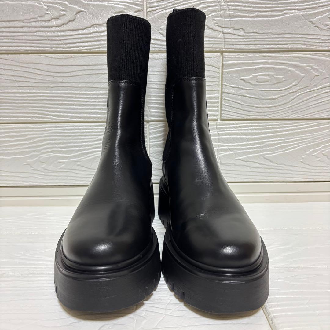 【未使用級】CORSO ROMA 9 サイドゴアブーツ 厚底 ブラック 39