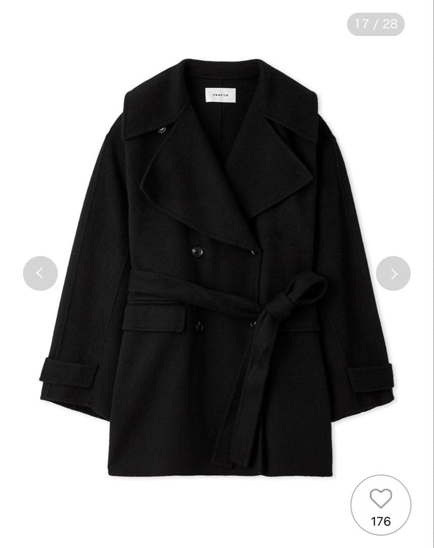 【完売品】FRAY I.D♡ウールリバーミドルAラインコート　ブラック