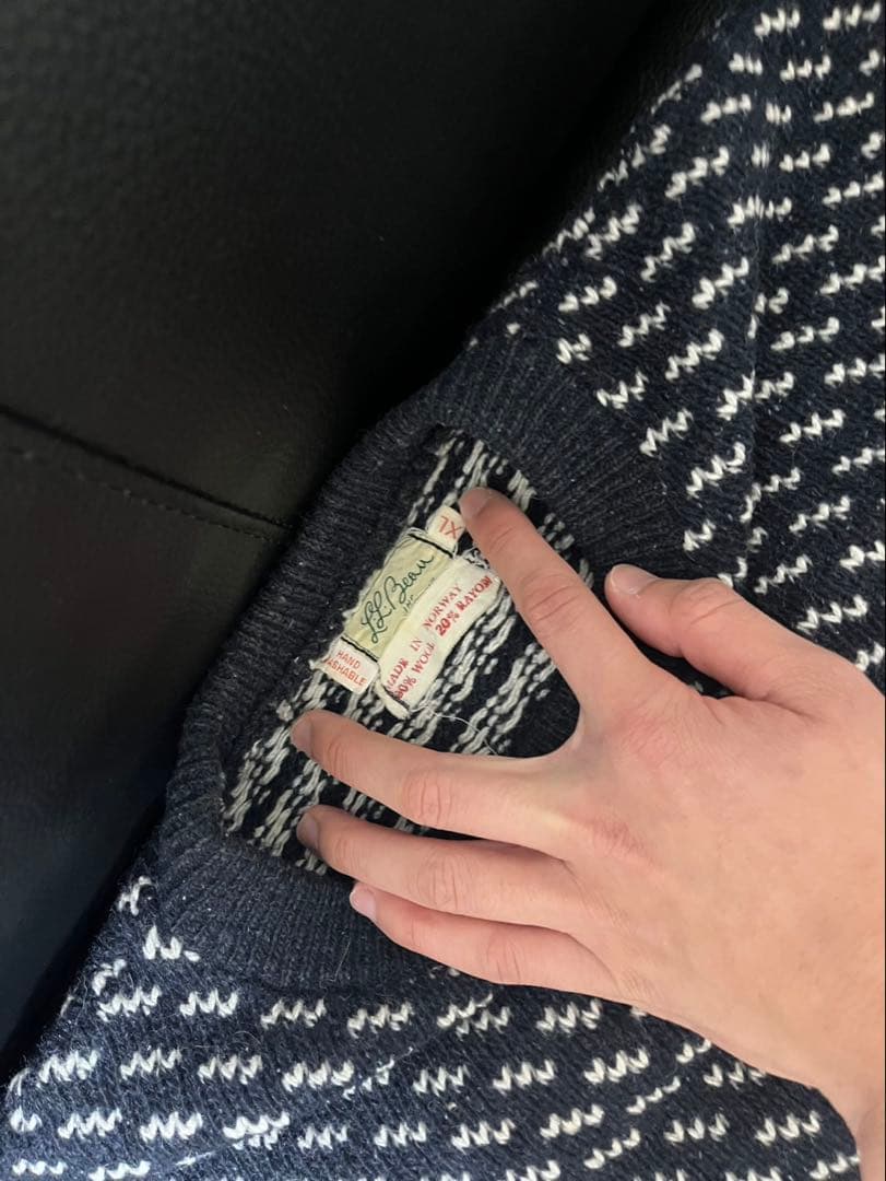 LL bean メンズニット黒と白　XLサイズ