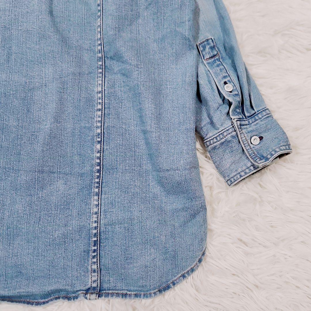 桜*丸様 美品 ヘルシーデニム デニム シャツ Almond ライト ブルー サ