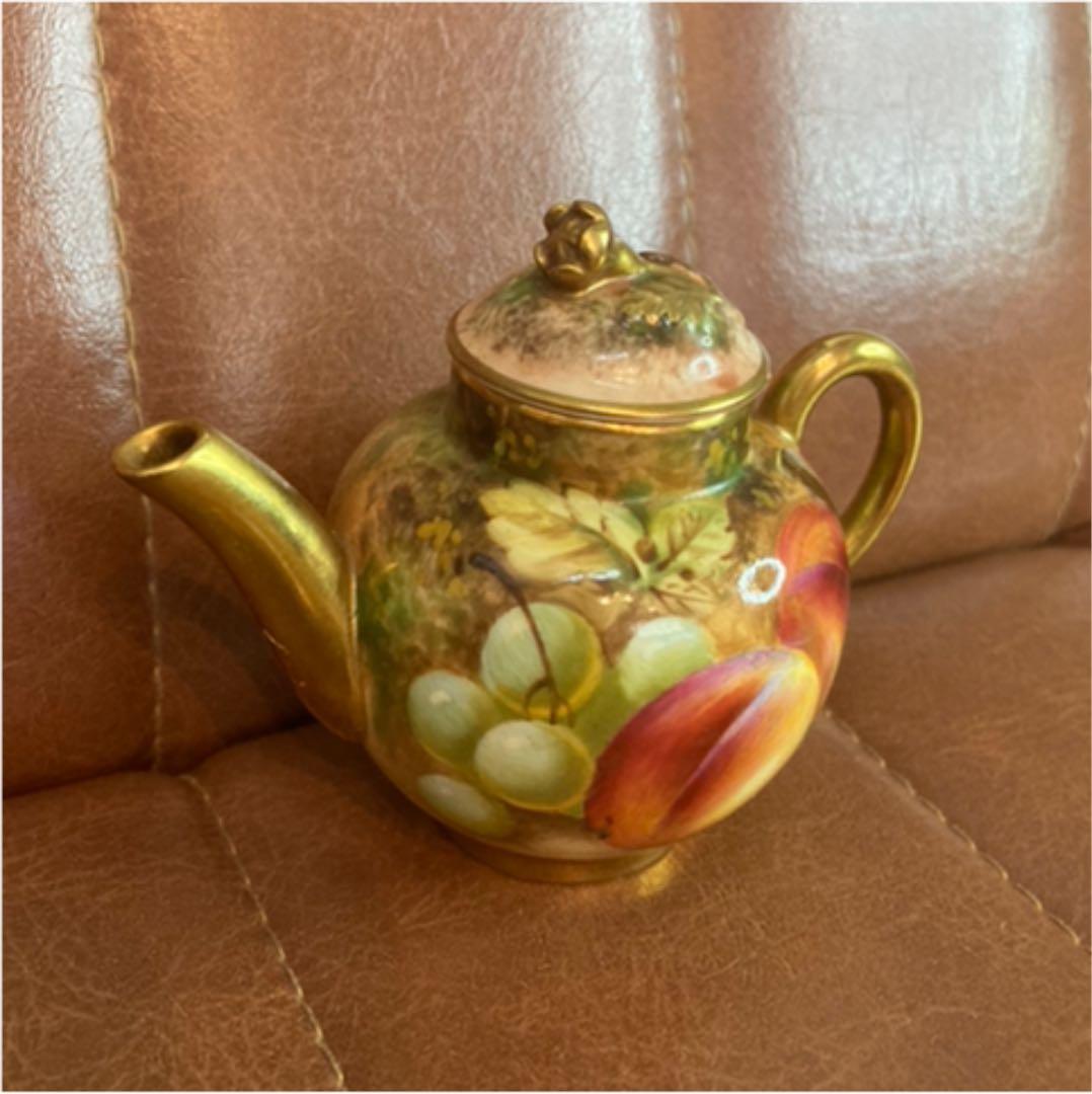 ロイヤルウースター ペインテッドフルーツ　ミニチュア　ティーポット　アンティーク