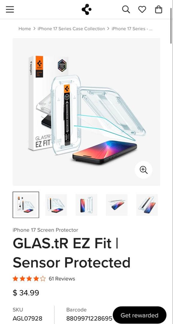 Apple iPhone17（Spigen製ケース+フィルム+Anker充電器）