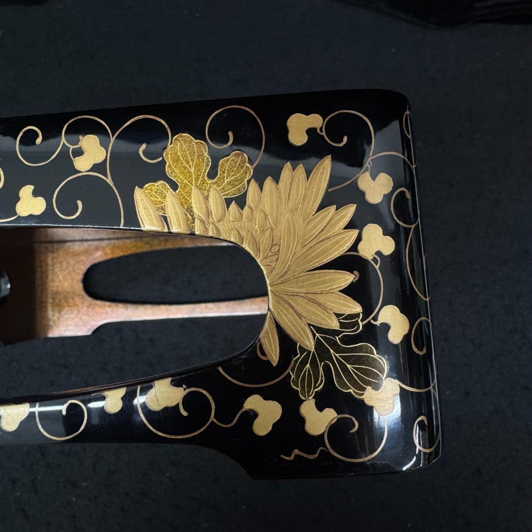 茶道具 金彩菊花蒔絵 重台 四方盆　共箱