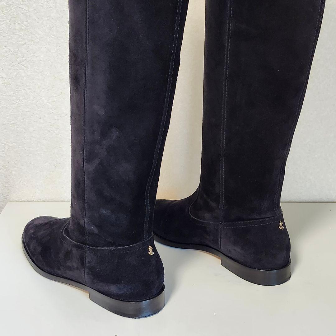 美品 ジミーチュウ BREE FLAT 37 ブラック スエード　ロングブーツ