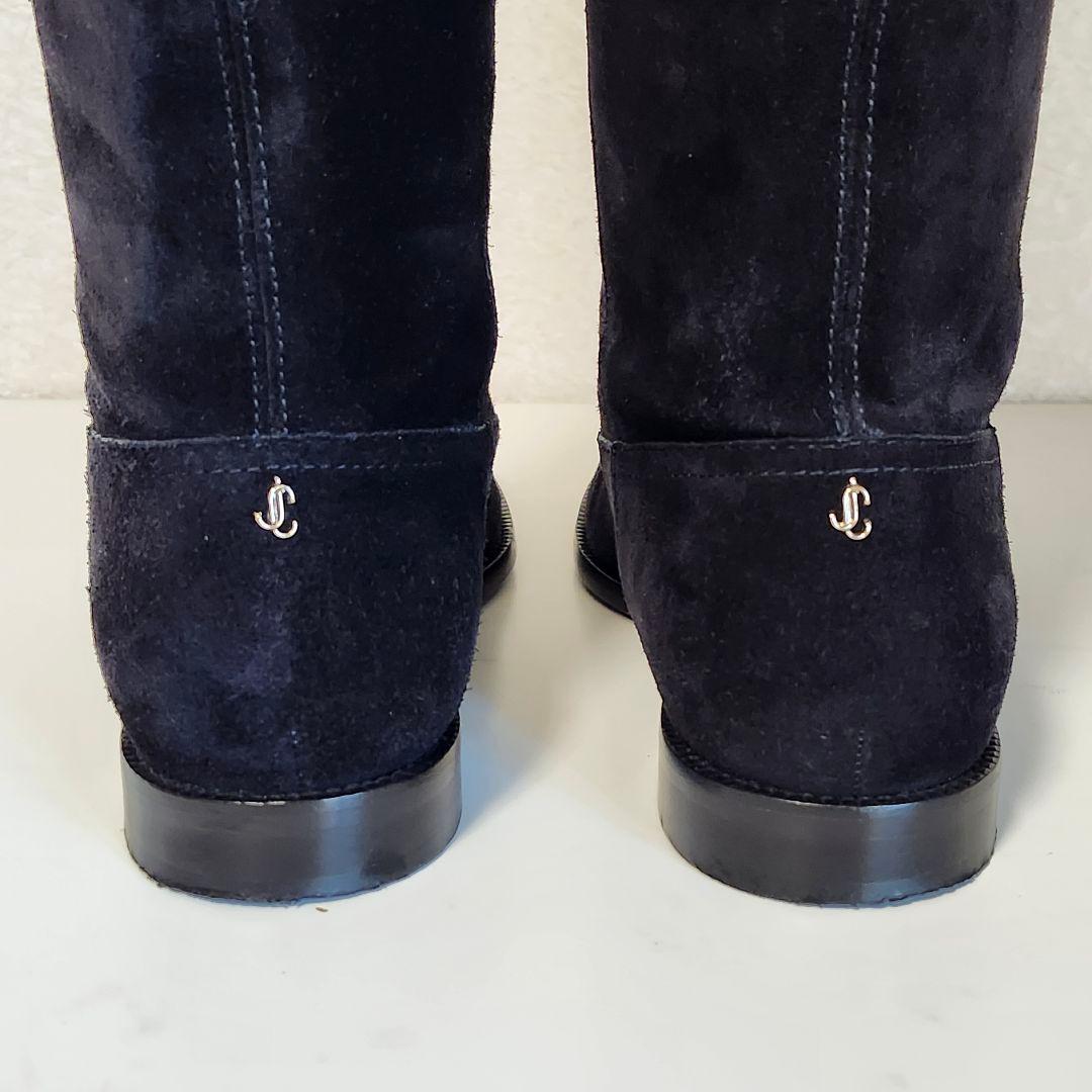 美品 ジミーチュウ BREE FLAT 37 ブラック スエード　ロングブーツ