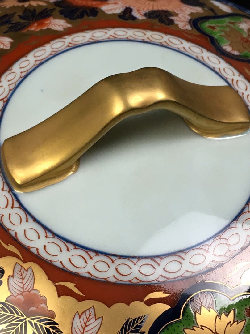 S84有田焼 日肥其泉・昭和年製 金彩色絵花紋 三段重・重鉢