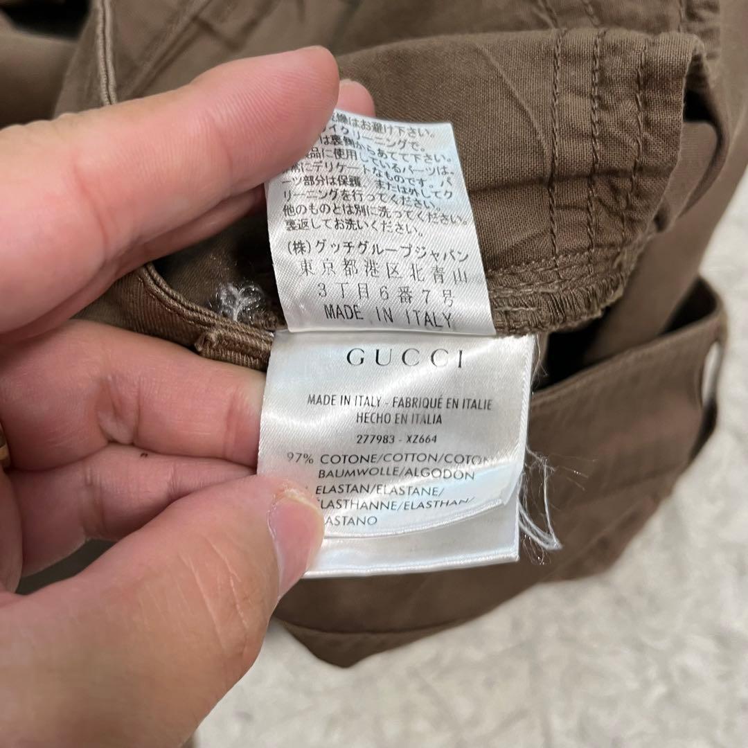 希少美品　GUCCI チノパン　ホースビット　レザーパッチ　金ボタン　ベージュ