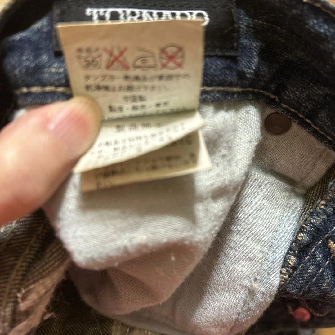 刺繍入りダークブルーブーツカットデニム　ヴィンテージ美品