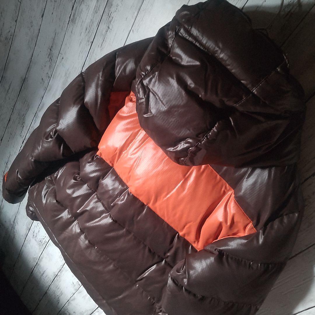 【人気色】　ナイキ　ダウンジャケット　バイカラー　ブラウン　オレンジ　M　古着