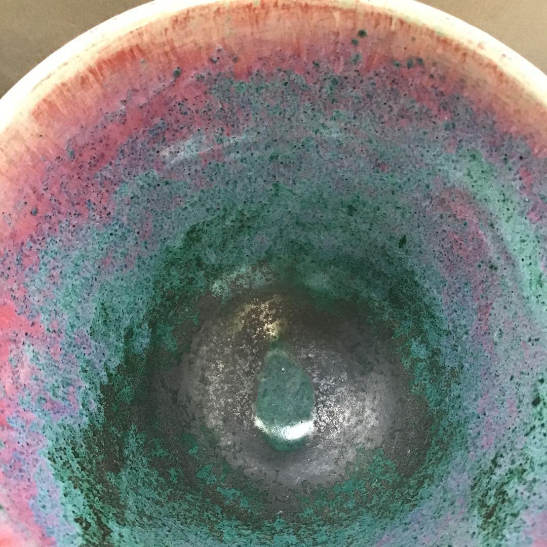 茶道具　建水　辰砂　南渓山窯　発色美　姜寿華　カンスウファ造　共箱　S222KS