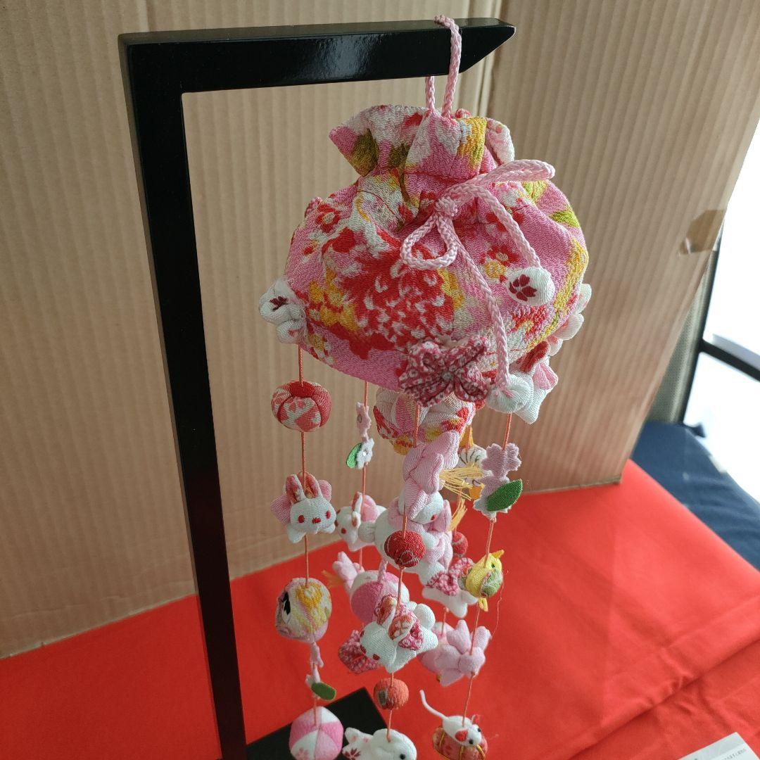ひな祭り飾り カラフルな布製　　　(こつぶうさぎ　特小)スタンド付き