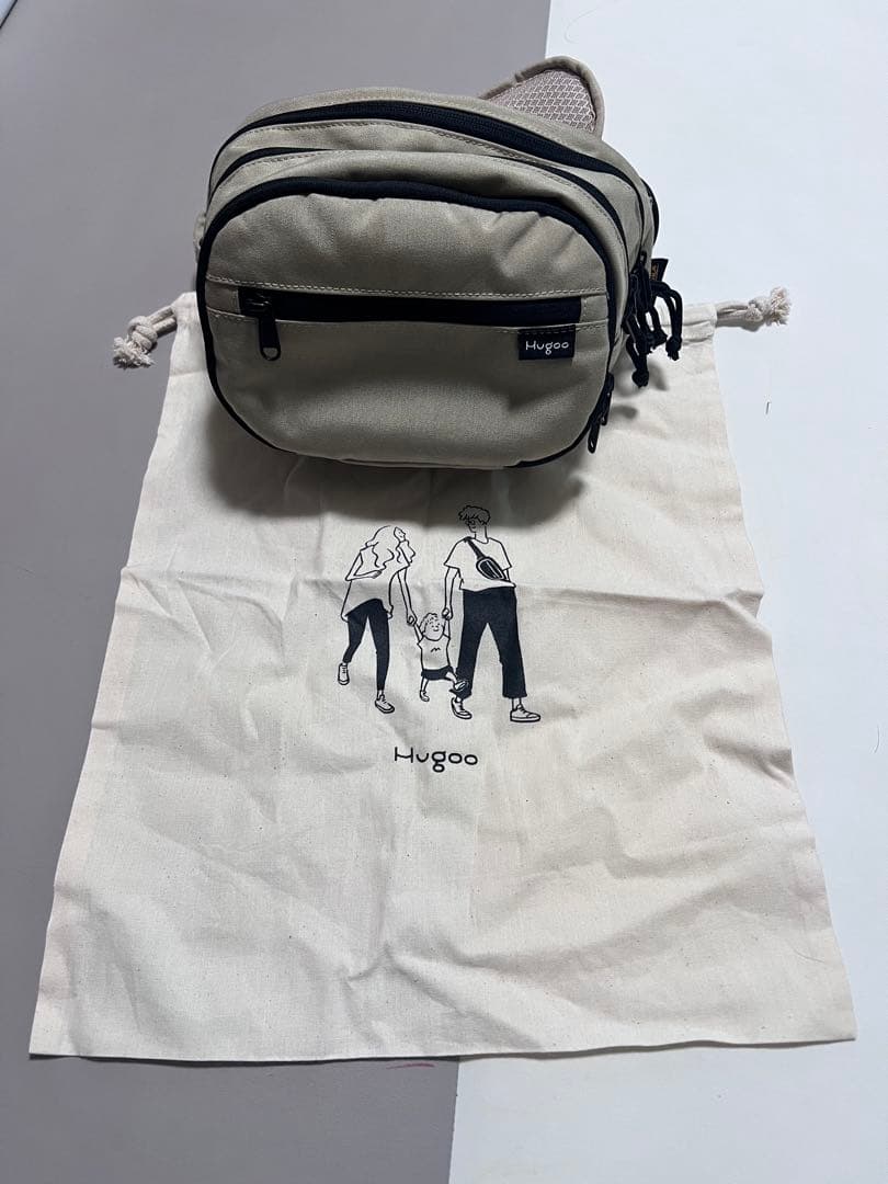 ハグー Hugoo ヒップシート 抱っこ紐 ショルダーバッグ ベージュ