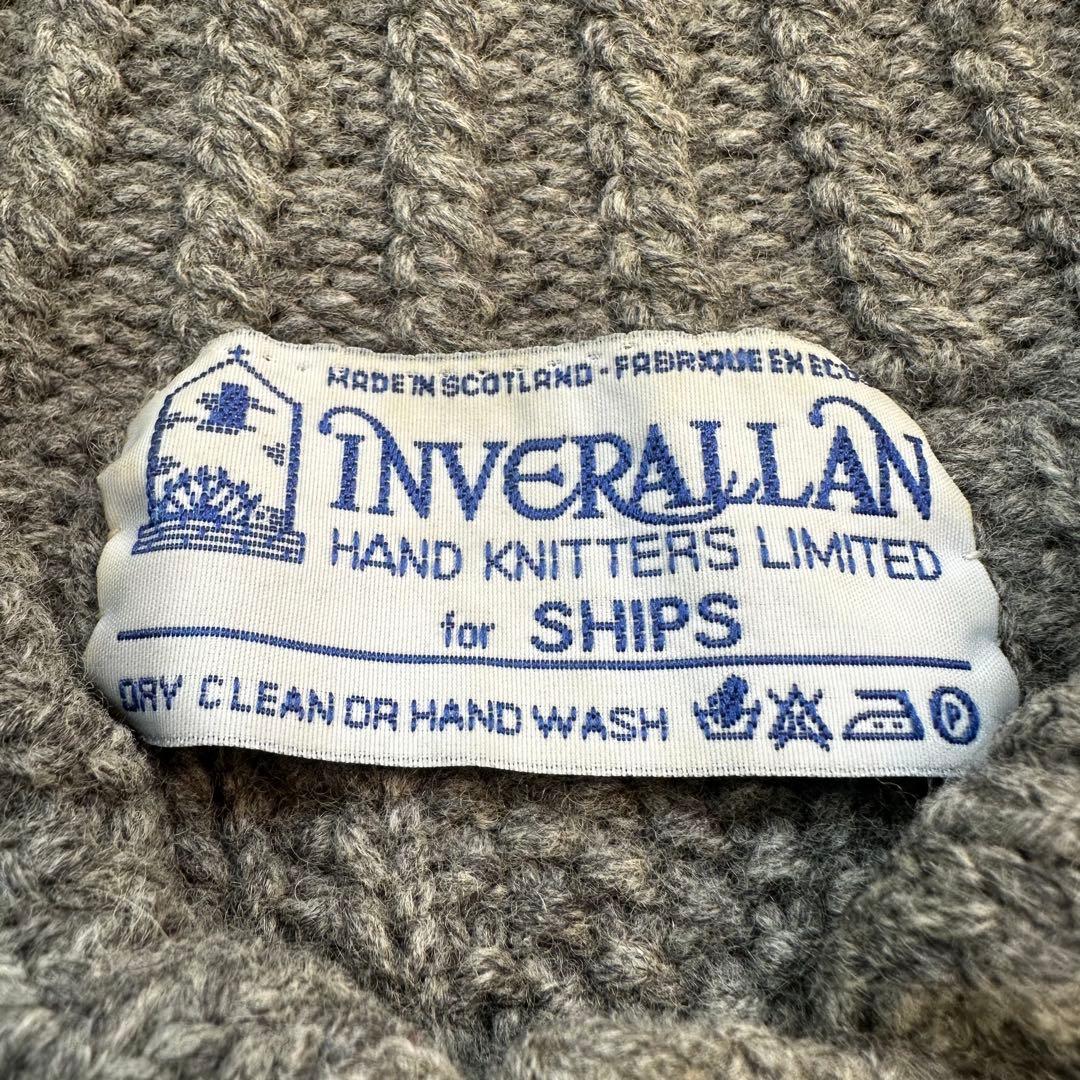 インバーアラン 3Aカーディガン シップス別注 アランニット グレー S-M相当