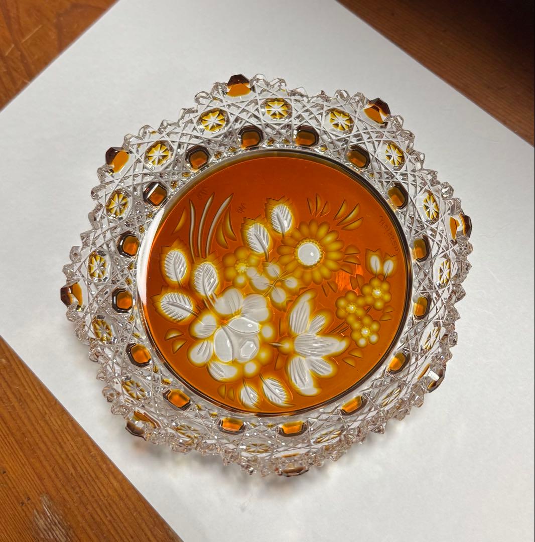 『 マイセン クリスタル ガラス オレンジ被せ』 《ヴィンテージ》《未使用》