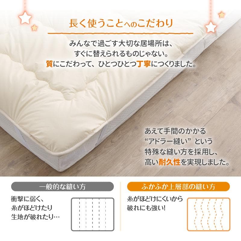 新品　厚さ9センチ　マットレス+ふかふか敷布団セット 200cm幅　アイボリ