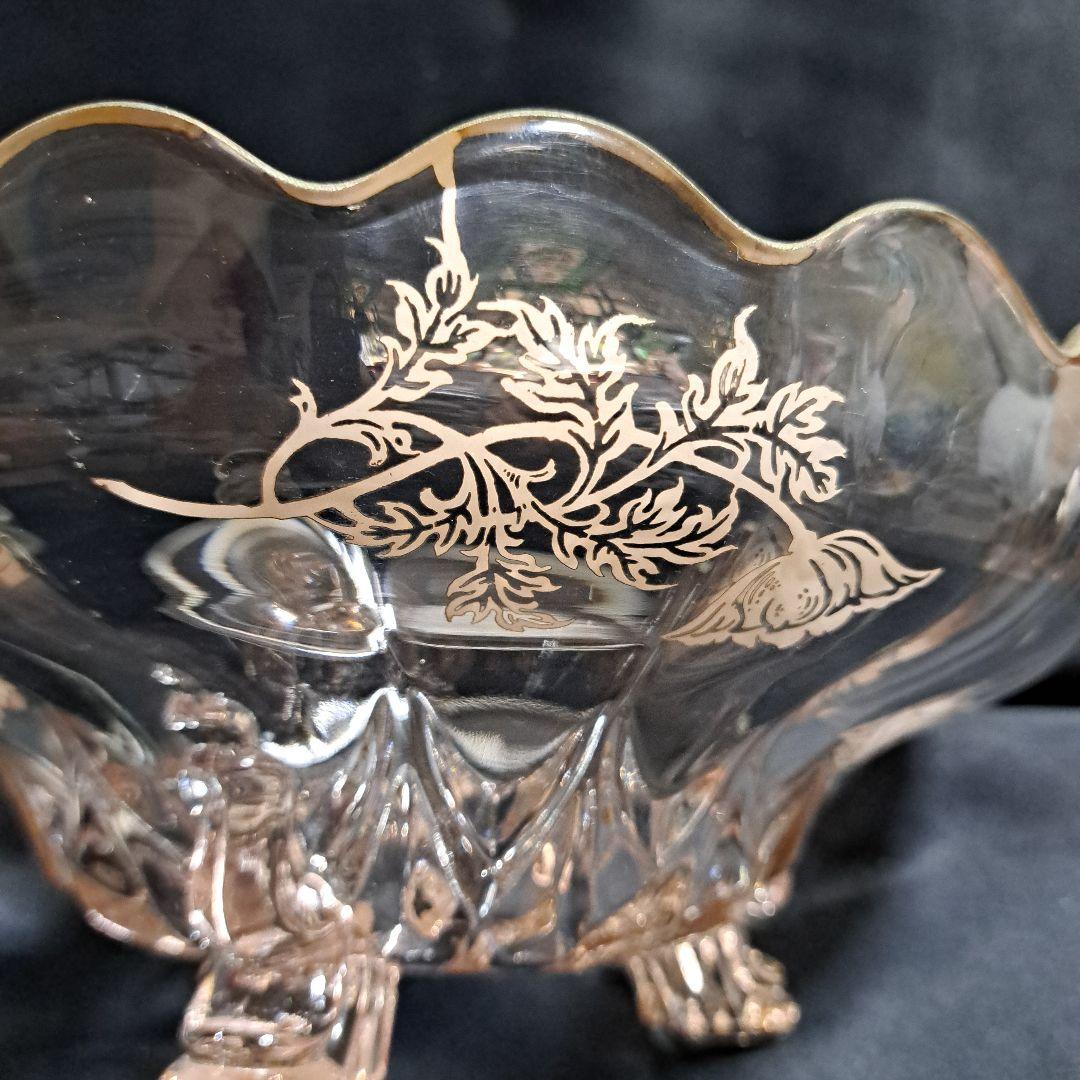 1930年代　アメリカ　シルバーオーバーレイ　ガラスのコンポート